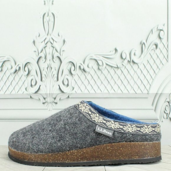 L.L. Bean Shoes - LL BEAN Blue Wool Comfort Slip On Cork Slipper Clogs Size 6 M